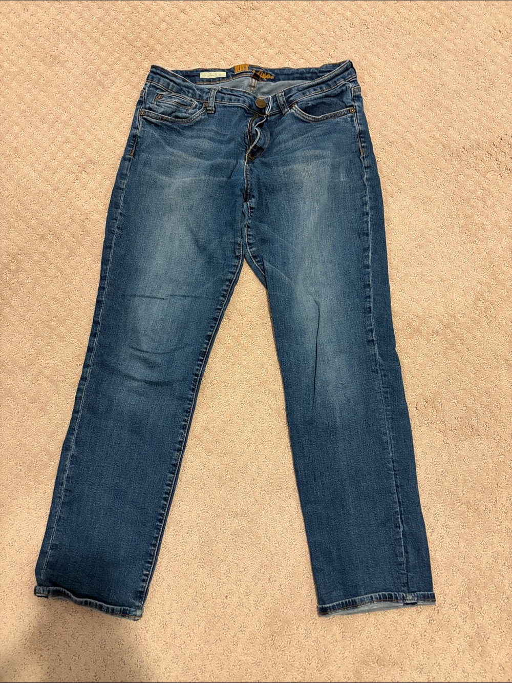 Kut from the Kloth Blue Boyfriend Jeans with Gold Stitching